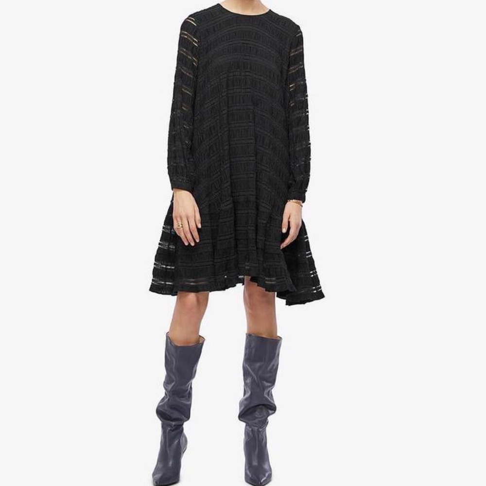 Anine Bing Black Viola Dress Womens Size‎ XXS Shift Lace Minimal Designer Lined